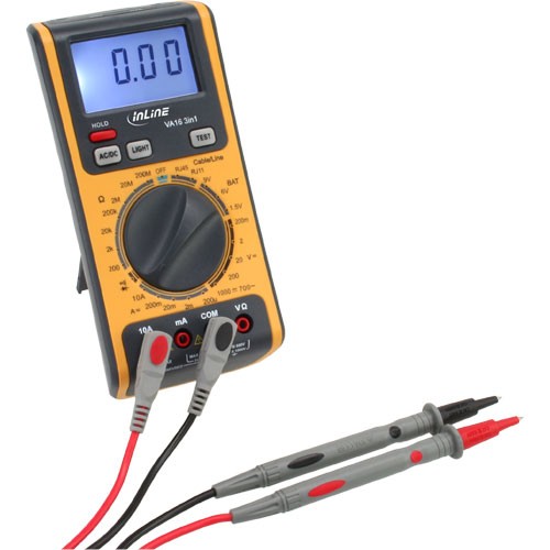 Inline multimeter 3-in-1 - with RJ45 / RJ11 cable tester and battery tester