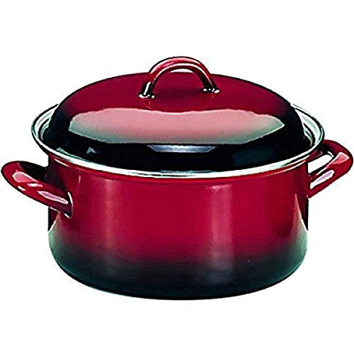 Ibili saucepan Volcán with lid 28 cm enamelled steel black 2 units red