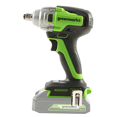 Green Works Cordless Impact Driver 24V Li-Ion 400 Nm of torque at 2,800 rpm 2 inch socket wrench square drive high-performance brushless motor without battery u. Charger Min 1