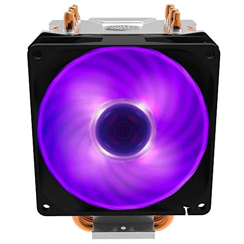 Cooler Master Hyper H410R RGB CPU air coolers -Low-profile cooling system 4 copper heat pipes Compact aluminum heatsink with 92mm RGB PWM fan - AMD and Intel compatible direct contact technology