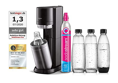 SodaStream Soda DUO with CO2 cylinder 44cm 2x 1L glass bottle and 2x 1L dishwasher-proof plastic bottle