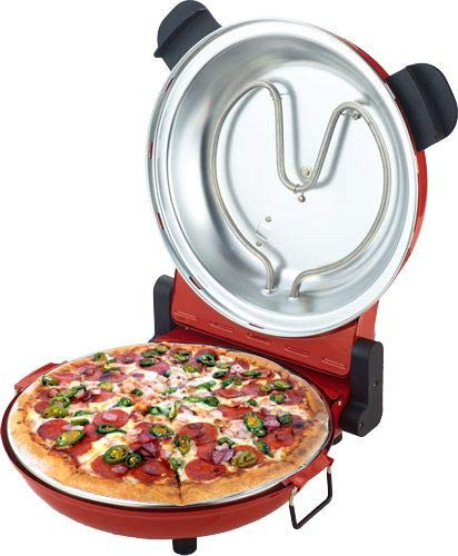 Osolemio feu four à pizza 1200 W400 ° CNeuheit SchamottsteinDurchmesser noir 30 cm -. Pizza Friture min 5 - Double résistance écoénergétique 15 minutes minuterie