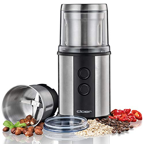 Cloer 7419 Electric Coffee and Spice Grinder with Stainless steel beater blade 2 removable stainless steel container for pesto 350W