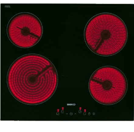 Plaque de cuisson céramique Beko HIC 64401 (4 champs, la couleur noire)