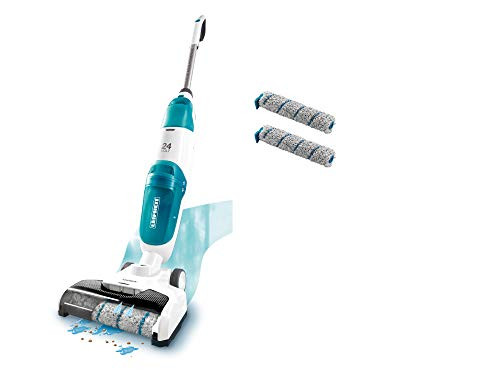 Leifheit Set battery Saugwischer Regulus Aqua PowerVac incl. Two spare wheels wet vacuum cleaner with powerful 24V cordless vacuum washer suck with stand function and wipe