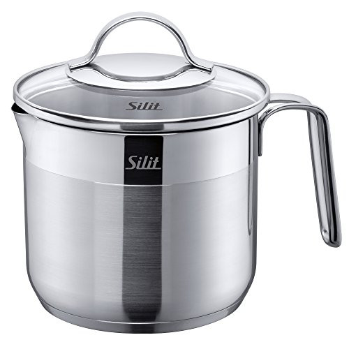 Silit agate milk pot with glass lid 14 cm stainless steel frosted induction high pressure cooker 1,7l