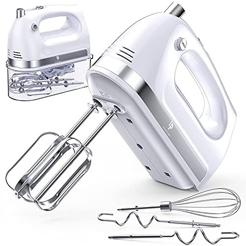 LILPARTNER hand mixer Electric automatic speed storage and 5 stainless steel accessories for cream 400W Ultra Power Kitchen hand mixer with 2x5-speed Turbo Boost