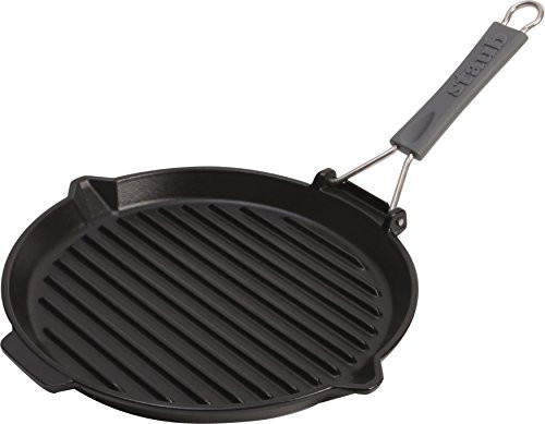 Dust 1202023 grill pan around with silicone grip 27 cm black with matt black enamel coating inside the pan