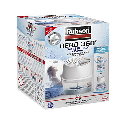 Rubson AÉRO 360 ° dehumidifier for bathroom 1 Device + 1 refill with 450 g dehumidifier and condensation