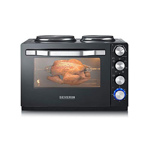 SEVERIN baking and toaster oven with hotplates mini oven with cooking plates for cooking barbecue and baking oven with 30 L Garrauminhalt