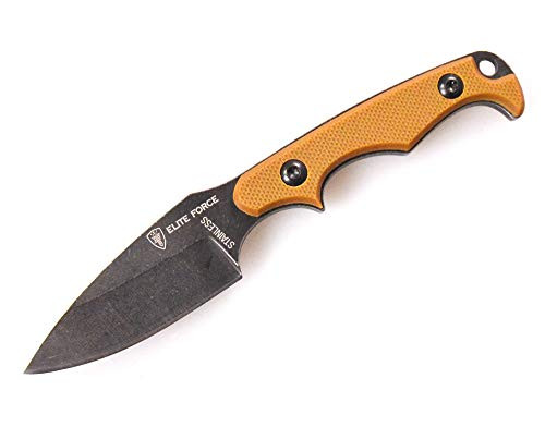 couteau Elite Force Neckknife EF 714 « avec gaine Kydex et chaîne balle EF714 brun couteaux extérieur fixe
