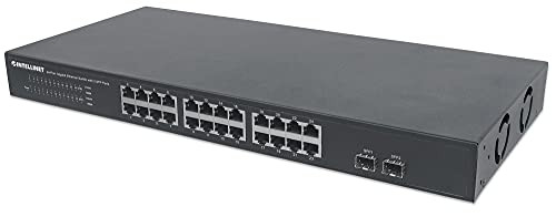Intellinet 24-Port Gigabit Ethernet Switch mit 2 SFP-Ports 19" Rackmount schwarz 561044