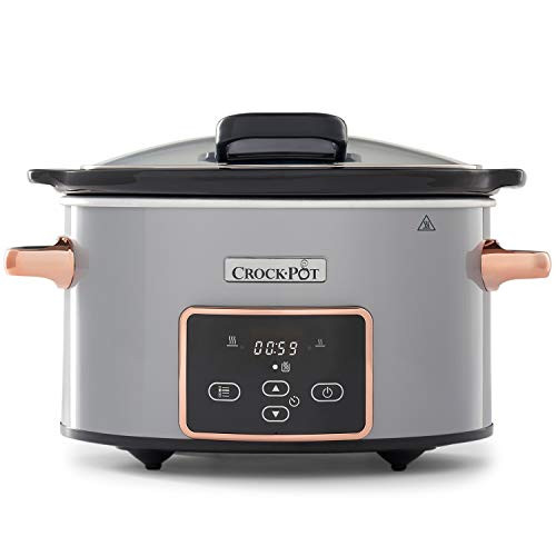 Crock-Pot digitale slow cooker slow cooker met verstelbare scharnierend deksel 3,5 liter 3-4 personen Silver & koken rose gold CSC059X