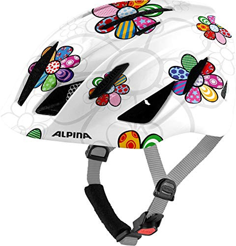 ALPINA unisex - Niños flor de la perla brillo 50-55 cm casco blanco PICO bicicleta