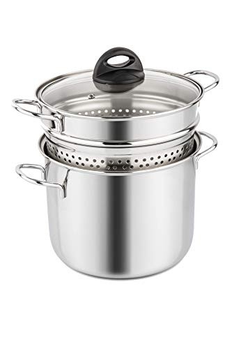 pot de pâtes barazzoni 419048022 couvercle pot spaghetti avec un panier de cuisson et de regarder