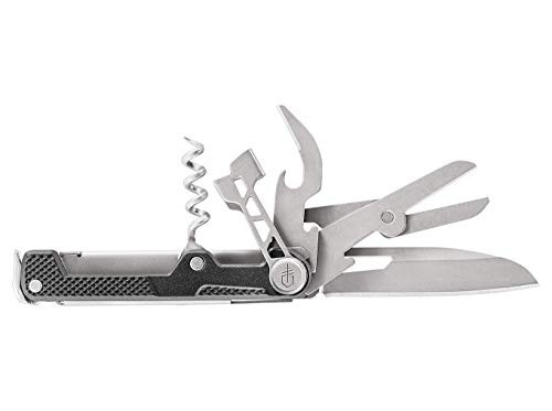 Gerber multi-outil avec 8 fonctions Armbar couteau gris liège foncé avec une lame lisse