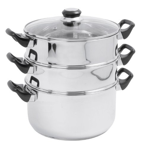 Crealys 503,443 steamer 3-way stainless steel diameter 24 cm with a glass lid
