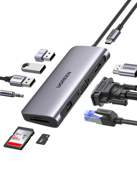 Ugreen 80133 Schnittstellen-Hub USB 3.2 Gen 1 (3.1 Gen 1) Type-C 5000 Mbit/s Grau