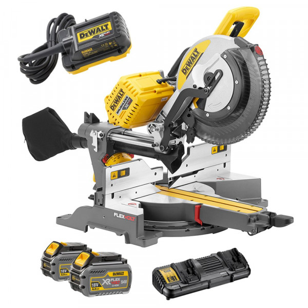 DeWALT 2x54V 108 Wh battery power-miter saw 305 mm brushless XPS 230V AC adapter DHS780T2A QW