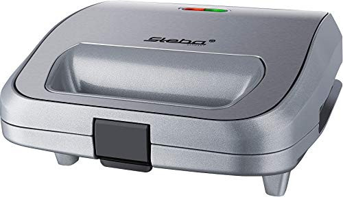 Steba 18-64-00 SG 65 Sandwich Maker 750 W Gray set of 3 non-stick coated plates are easily removed by pressing a button