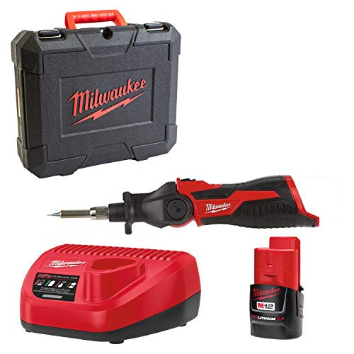 Milwaukee 4933459761 M12 SI-201C Draadloze soldeerbout met 1xAkku en lader in het geval Zwart Rood