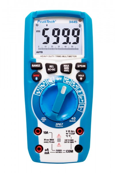PeakTech 3445 - multimètre numérique 6000 points TRMS IP67 Bluetooth