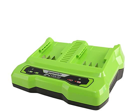 Green Works Tools double-slot battery charger Universal G24X2C Li-Ion 24V 48W output suitable for all batteries of 24 V Green Works series