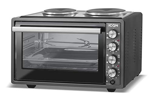 ICQN 42 Liter Minibackofen mit Kochplatten Umluft Pizza-Ofen 3800 W