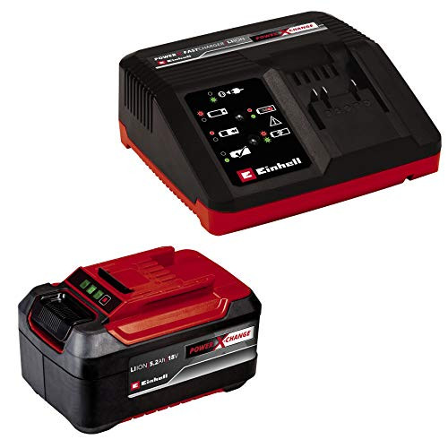 Original Einhell 18V 5.2 Ah PXC Starter Kit Battery & Fast Charger max. 1260 W universal for all Power X-Change devices 18 V