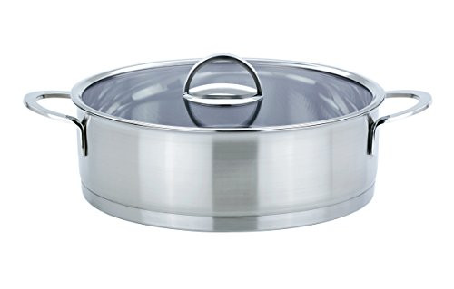 GSW 893,282 Elegance frying and serving pan with glass lid and honeycomb bottom 28cm stainless steel silver about 5.3 liters