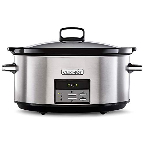 Crock-Pot digital de olla de cocción lenta slowcooker 7,5 litros 10+ personas acero inoxidable de cocción ajustable CSC063X