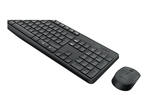 Logitech MK235 Kabelloses Tastatur-Maus-Set 10m Reichweite 15 FN-Tasten 2.4 GHz Verbindung via Unify