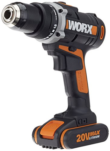 WORX 20V cordless screwdriver WX183 - 50Nm charger and tool case 2-speed gearbox and LED LichtAkkubohrschrauber set for drilling and screwing - 1 Li-Ion Battery