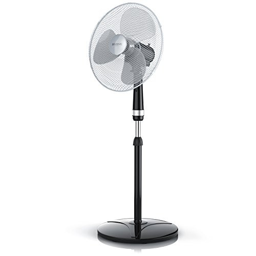 Brandson - stand fan 40cm - fan base height adjustable - mobile fan - high air flow - 3 speeds - 80 ° oscillation function - silver black