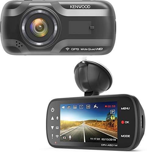 Kenwood DRV-A501W ancha dashcam Quad HD con 3 ejes G-sensor incl. GPS y una tarjeta SD de 16 GB Micro Wireless Link