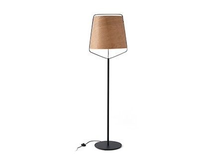 lámpara de pie Faro de Barcelona Negro E27 + soporte de madera Max 20 °