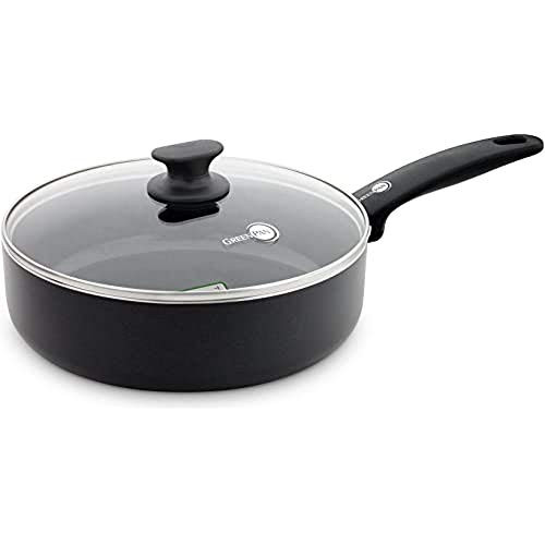 GreenPan serving pan induction with glass lid ceramic coated oven and dishwasher safe - 24 cm 3.1L toxin-free cooking