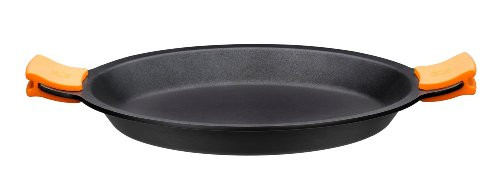 BRA Efficient paella pan Silicone handgrepen 36 cm zwart gegoten aluminium met anti-aanbaklaag Teflon Platinum Plus