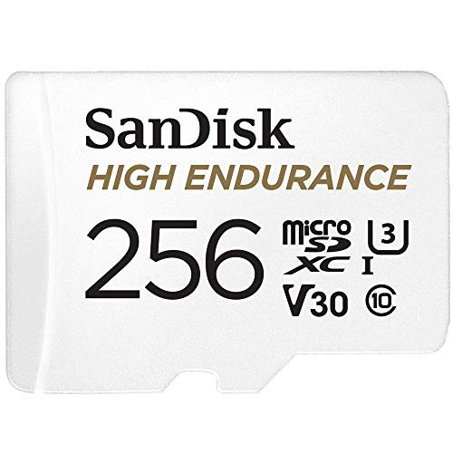 SanDisk microSD de alta resistencia de 256 GB de capacidad de carga Dashcams y el hogar sistemas de monitorización de grabación de vídeo Full HD y durabilidad