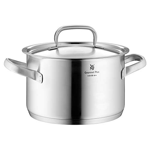 WMF Gourmet Plus Saucepan high 24cm Deep Casserole induction 5,7l Cromargan stainless steel brushed metal lid with steam hole