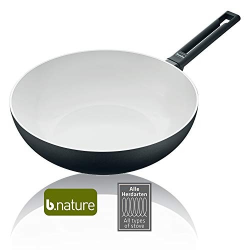 Berndes 013.337 Stielwok alluminio avviamento induzione b.nature wok adatta all'induzione 30 centimetri wok con rivestimento quarzo robusto