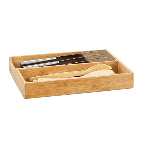 Relax Days knife holder bamboo drawer organizer HBT drawer insert for Storage of Knives