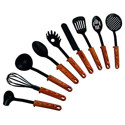 STONELINE Back to Nature 9-Piece Kitchen tool set with practical support suitable for antihaftbeschichtes Cooking utensils handles in wood design