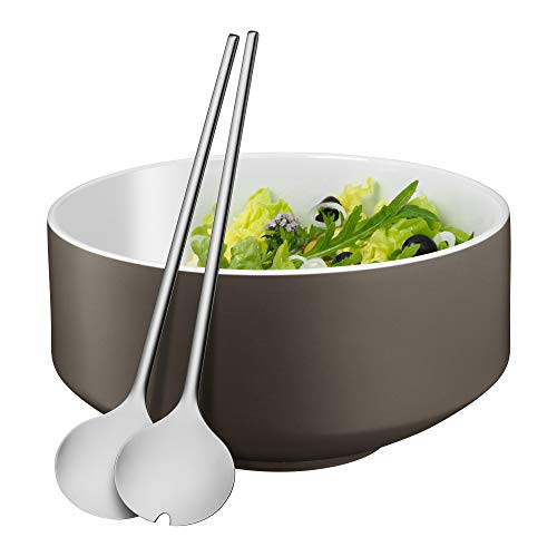 WMF Moto salad bowl set 3 parts round bowl Ø 26 cm porcelain Salatbesteck 32 cm with salad bowl