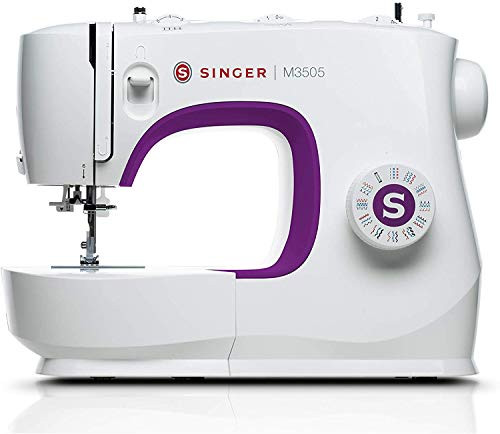 Singer M3505 Mechanical Sewing Machine for everyday things and go White Purple