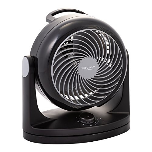 Iris Ohyama plastique noir ventilateur de table Leiser avec oscillation - Woozoo - HD18