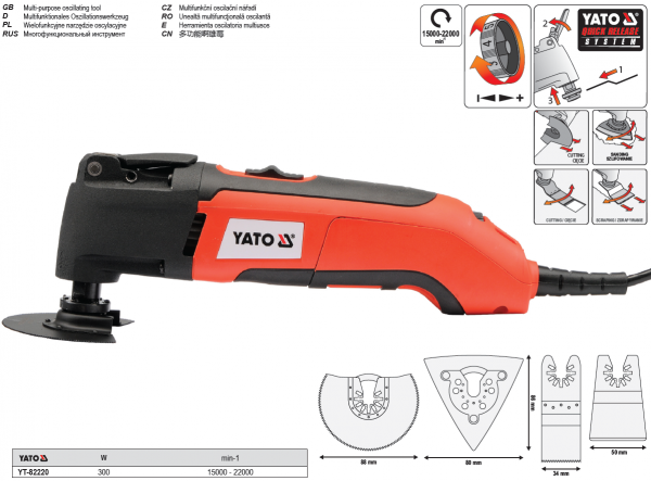 Yato Oszillierende Multi-Tool 300W YT-82220