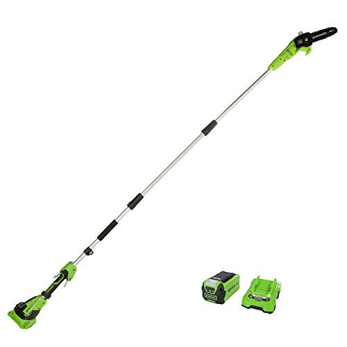 Greenworks tools cordless pruner G40PSFK2 Li-Ion 40V 20cm blade length 8 m s chain speed aluminum pole three-piece including 2 Ah battery and charger