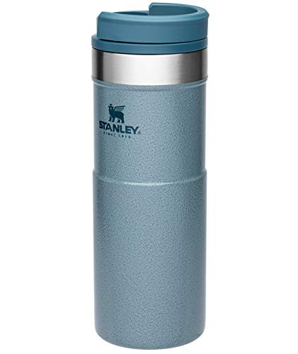 Stanley NeverLeak Travel Mug .47L tea & water - BPA-free - stainless steel - lid with locking mechanism - Dishwasher 16OZ Hammertone IceAuslaufsicher - Thermo mugs for coffee