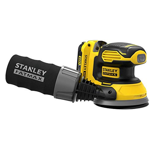 Stanley FatMax 18V battery eccentric SFMCW220D1S 2.0 Ah dust bag dust-sealed switch vibration arm sander with powerful Motor125mm with vacuum cleaner connection